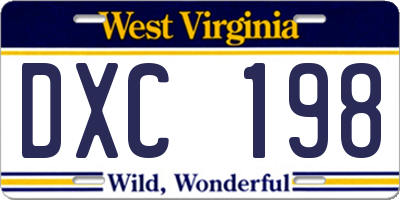 WV license plate DXC198