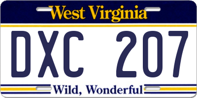 WV license plate DXC207