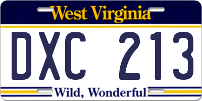 WV license plate DXC213