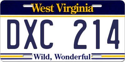 WV license plate DXC214