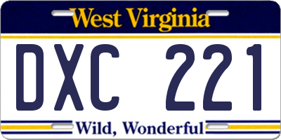 WV license plate DXC221