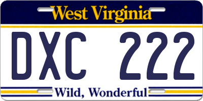 WV license plate DXC222
