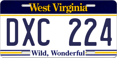 WV license plate DXC224