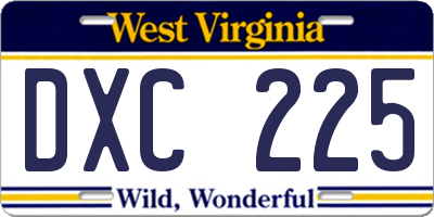 WV license plate DXC225