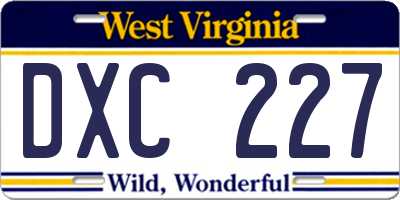 WV license plate DXC227