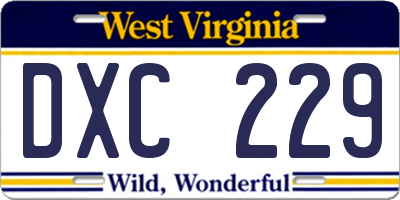 WV license plate DXC229