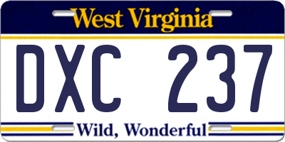 WV license plate DXC237