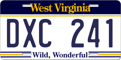 WV license plate DXC241