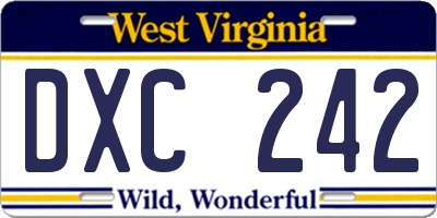 WV license plate DXC242