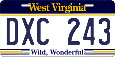 WV license plate DXC243