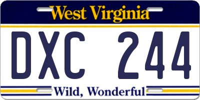WV license plate DXC244