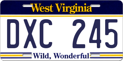 WV license plate DXC245