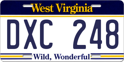 WV license plate DXC248