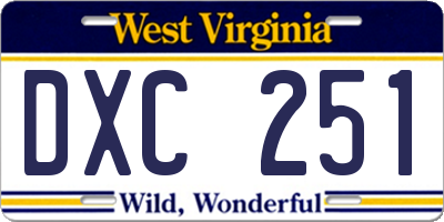WV license plate DXC251