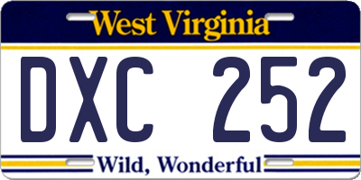 WV license plate DXC252