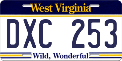 WV license plate DXC253