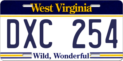 WV license plate DXC254