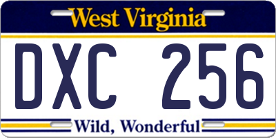 WV license plate DXC256