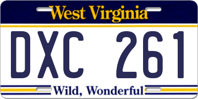 WV license plate DXC261