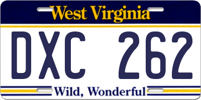 WV license plate DXC262