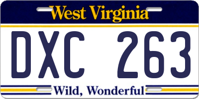 WV license plate DXC263