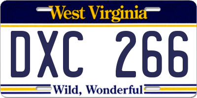 WV license plate DXC266