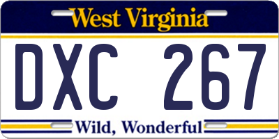 WV license plate DXC267