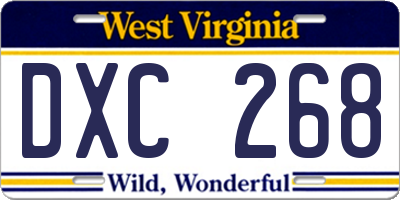 WV license plate DXC268