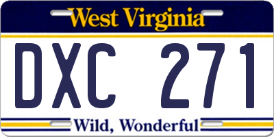 WV license plate DXC271