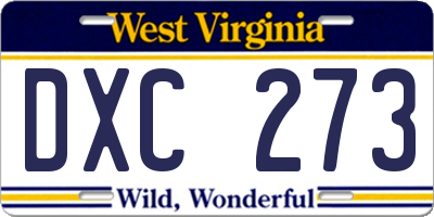 WV license plate DXC273