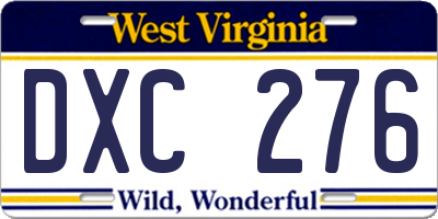 WV license plate DXC276