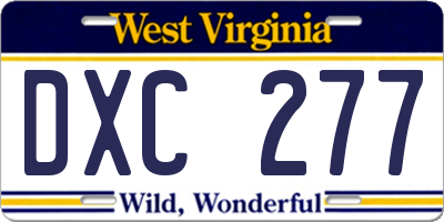 WV license plate DXC277