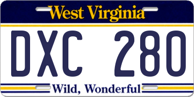 WV license plate DXC280