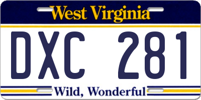 WV license plate DXC281