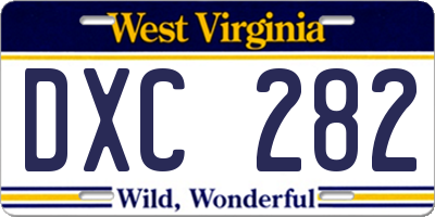 WV license plate DXC282