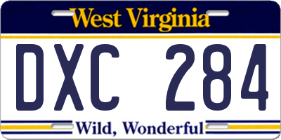 WV license plate DXC284