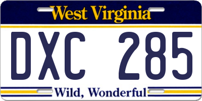WV license plate DXC285