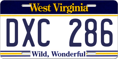 WV license plate DXC286