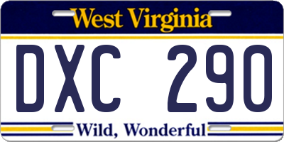 WV license plate DXC290