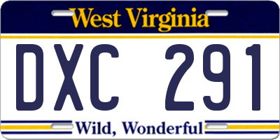 WV license plate DXC291