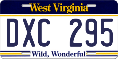 WV license plate DXC295
