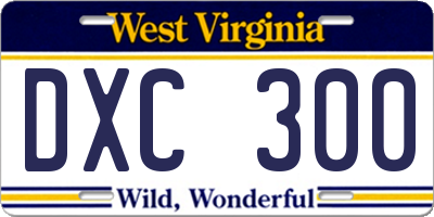 WV license plate DXC300