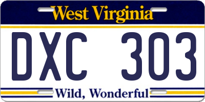 WV license plate DXC303