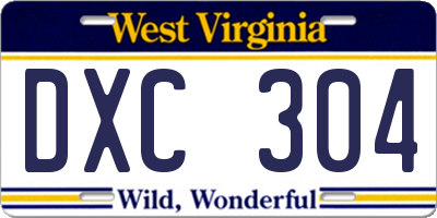WV license plate DXC304