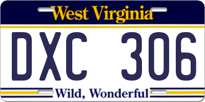 WV license plate DXC306