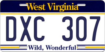WV license plate DXC307