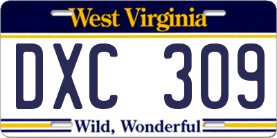WV license plate DXC309