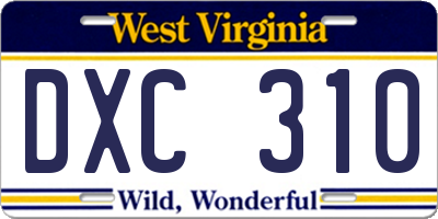WV license plate DXC310