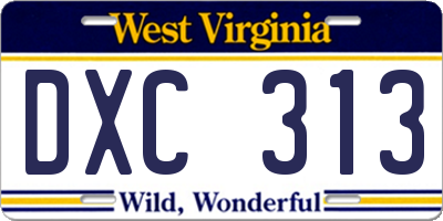 WV license plate DXC313