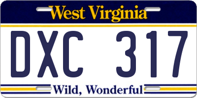 WV license plate DXC317